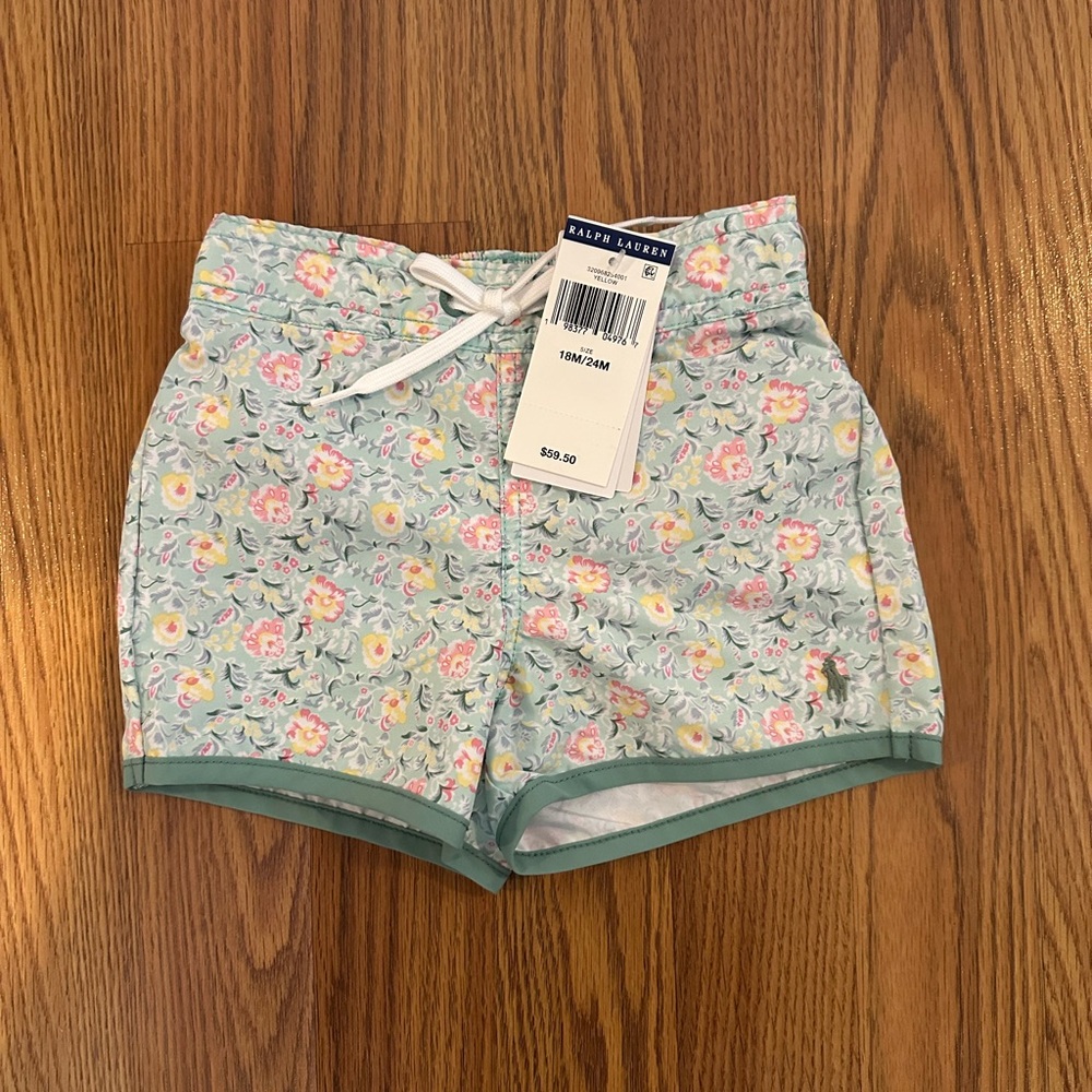 Polo Ralph Lauren Baby Floral Ruffled One-Piece Rash Guard & Swim Trunk 18-24M - Picture 5 of 6